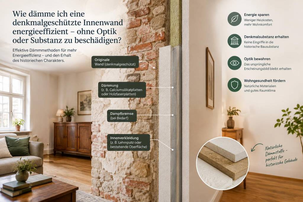 Wie dämme ich eine denkmalgeschützte innenwand energieeffizient, ohne optik oder substanz zu beschädigen