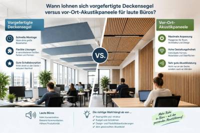 Wann lohnen sich vorgefertigte deckensegel versus vor‑ort‑akustikpaneele für laute büros